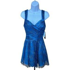 MXI  Juniors Homecoming/ Prom Blue Tulle Glitter Fit & Flare Dress Size 5